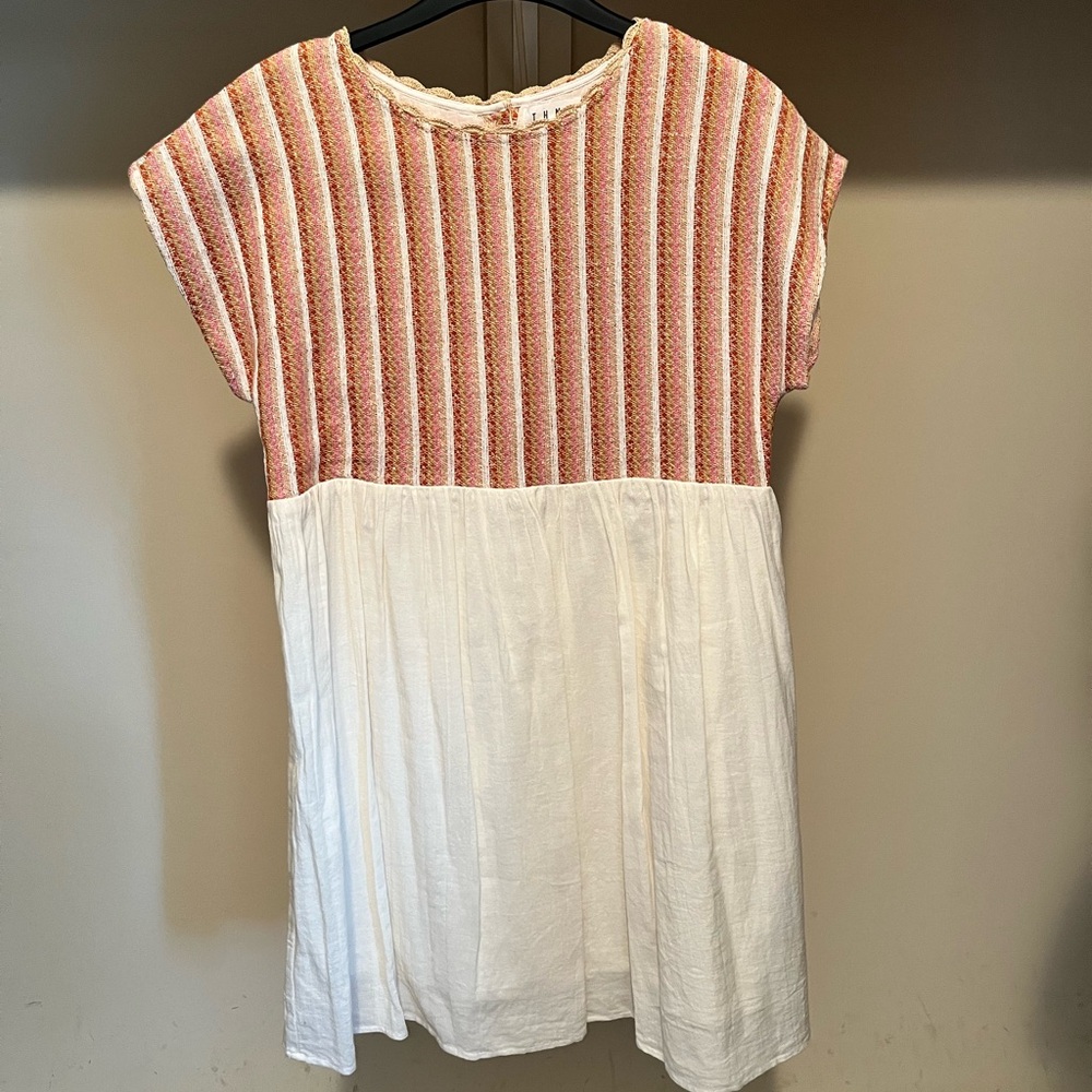THML Pink & Cream Textured Dress